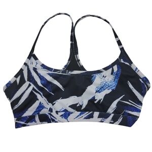 Fabletics Reversible Blue White Abstract / Black Racerback Sports Bra Small